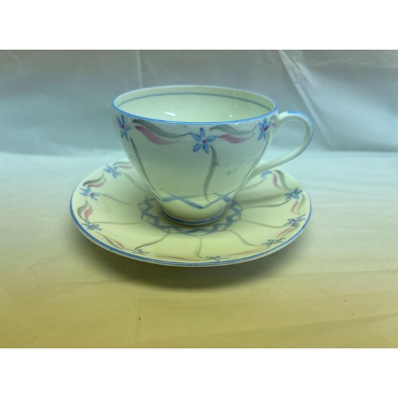 Foley Teacup Saucer Set Fine Bone China England Blue Floral - Picture 1 of 5